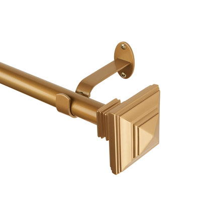 Brenton Single Curtain Rod with Stacked Square Finial