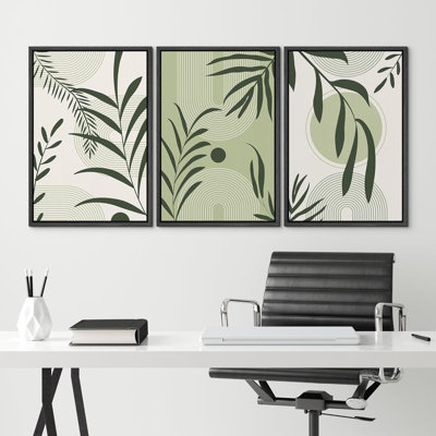 Art moderne moderne de style Mid-Century boho sauge vert tropical