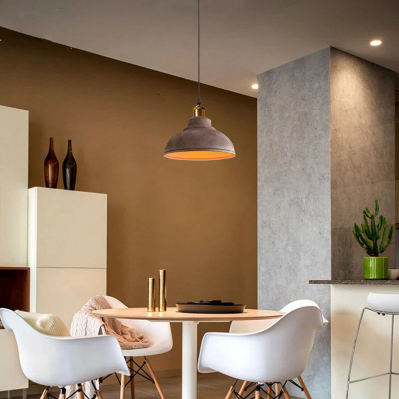17cm H Metal Dome Lamp Shade, Clay