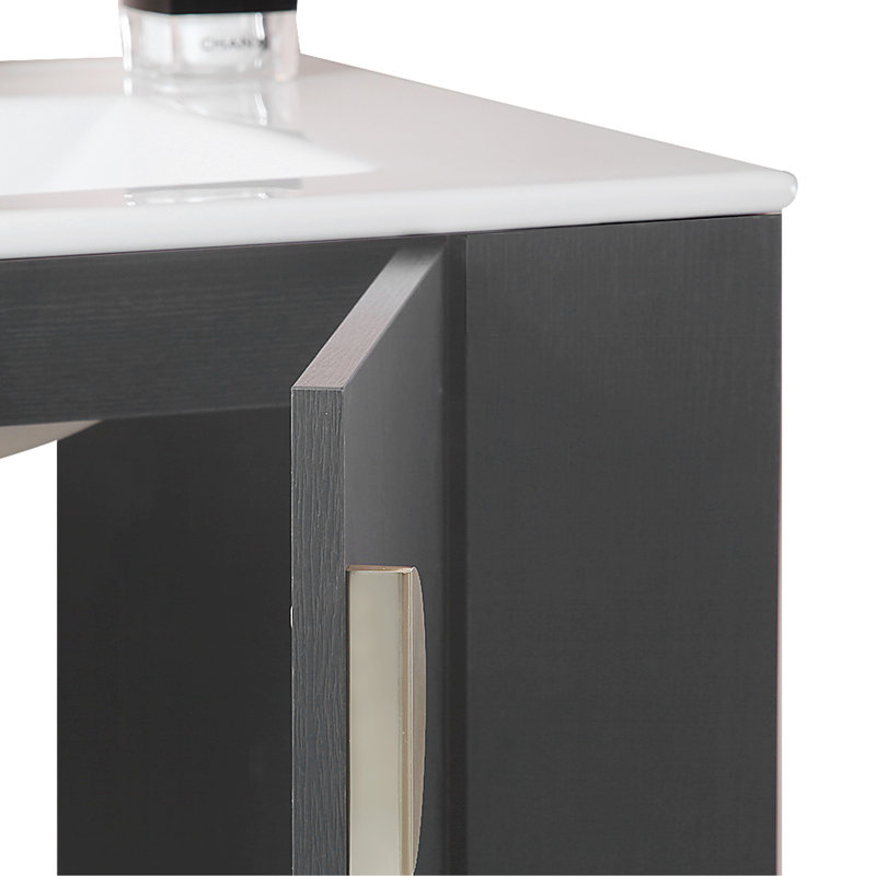 Ensemble de meuble-lavabo avec lavabo, avec deux portes et ensemble de meuble-lavabo avec tablette de rangement ouverte à droite, bois massif, à l'exception des robinets