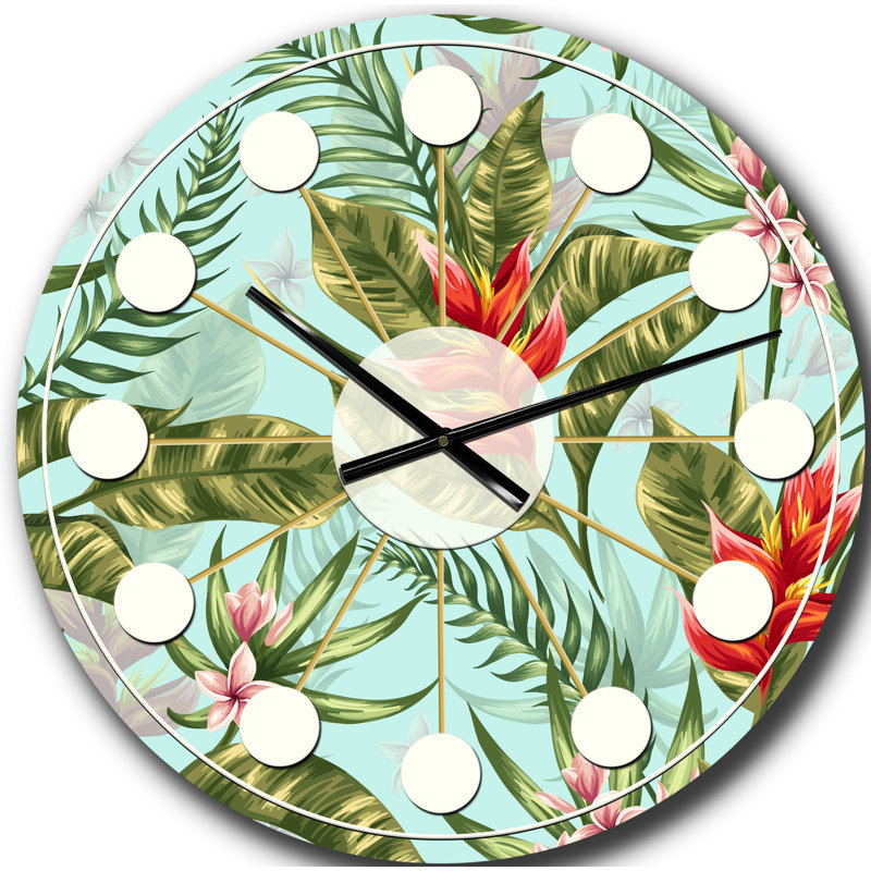 Horloge murale style tropical Mid-Century, Surdimensionné
