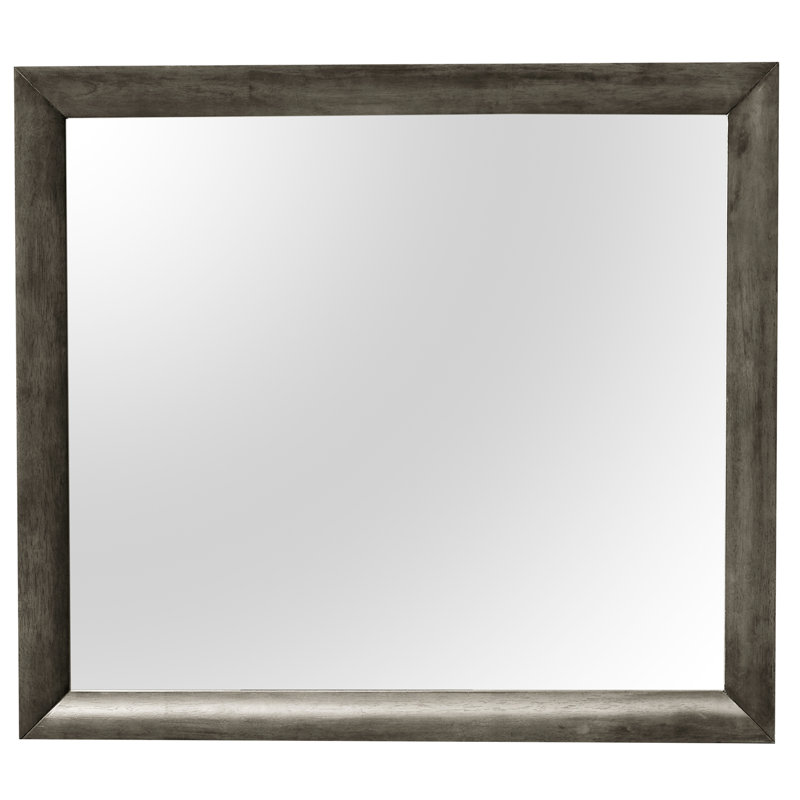 Miroir mural contemporain gris pour tous les emplacements - H 39 po x l 35 po x P 1 po, aucun assemblage requis, illumine et agrandit l'espace, entretenu sans effort dans un état remarquable