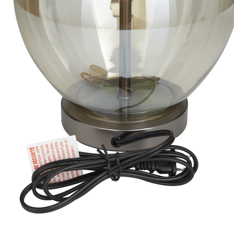 Lampe de table en verre champagne avec abat-jour tambour