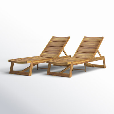 Vinita 78.75" Long Acacia Reclining Chaise Lounge Set 2 Chaise LoungesMaterial: Acacia Wood 12.50" H x 26.00" W x 78.75" D