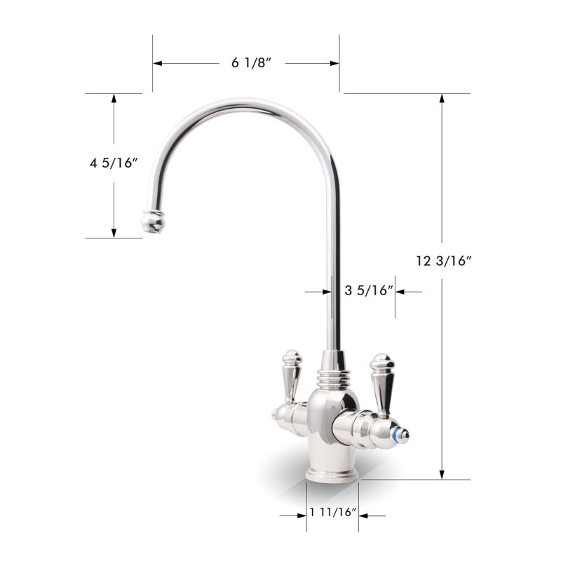 Chrome Dual Handle Hot and Cold Water Dispenser Faucet