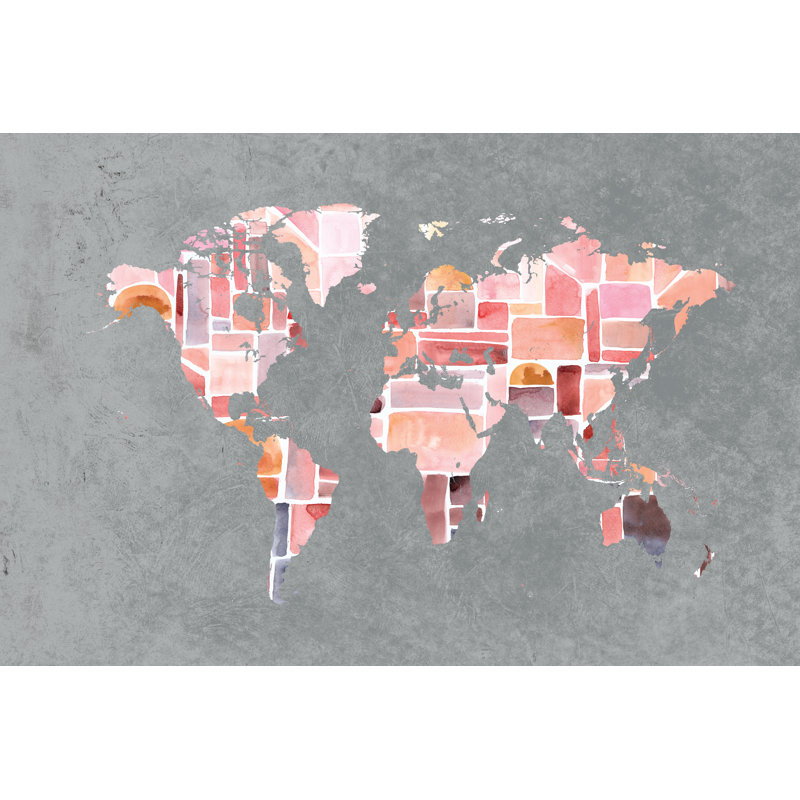Pattern Map Grey - Wrapped Canvas Print, 30cm H x 46cm W x 3.8cm D