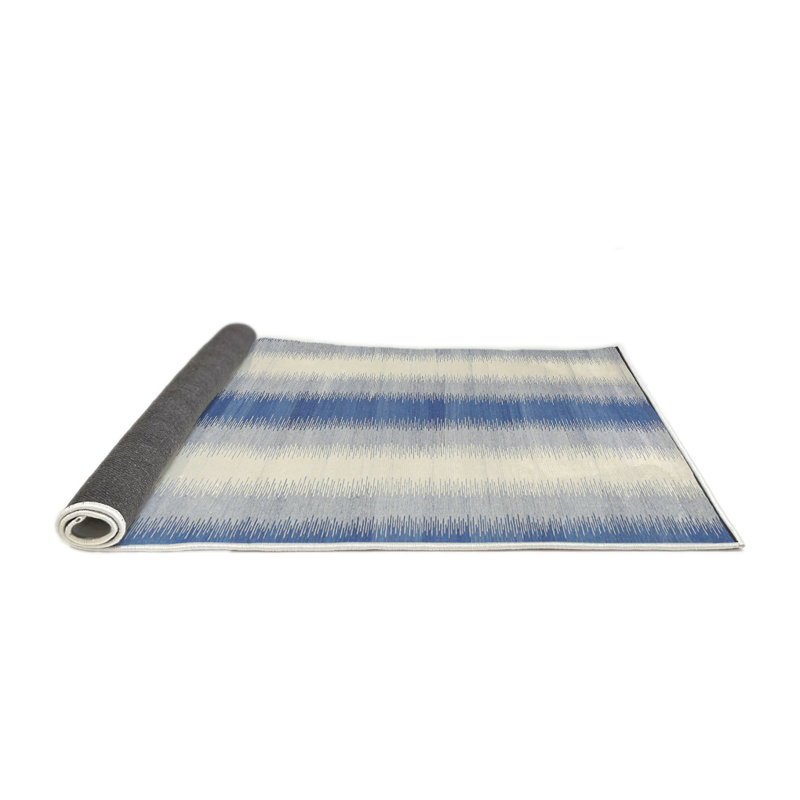 Tapis abstrait bleu / beige, Rond 5 pi
