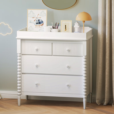 4 Drawer Dresser with Storage, Wide Chest Of Drawers For Nursery, Bedroom,White