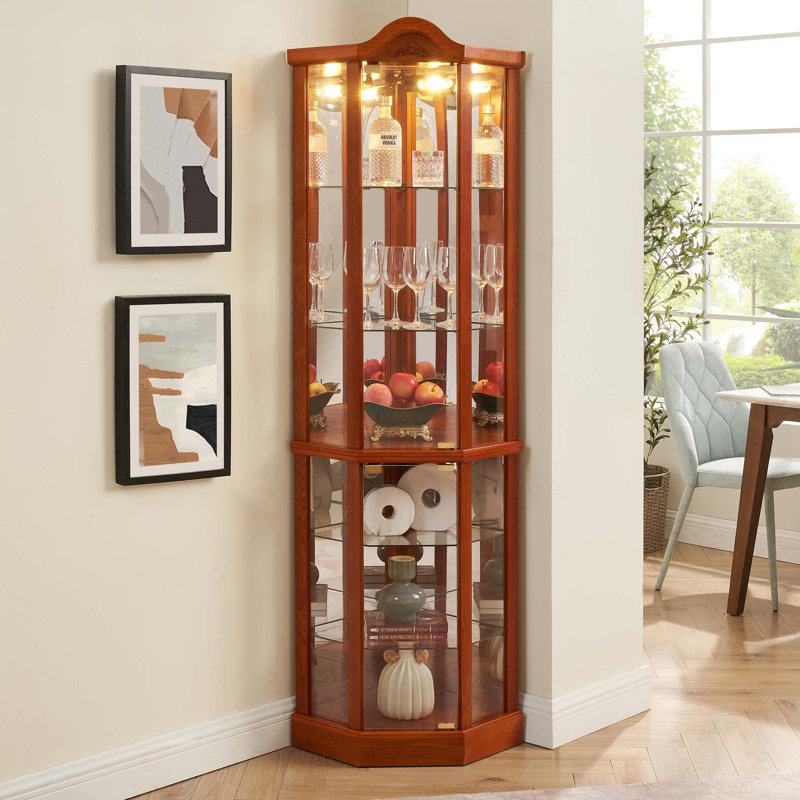 Armoire à vin avec tablettes réglables en verre sculpté, Chêne