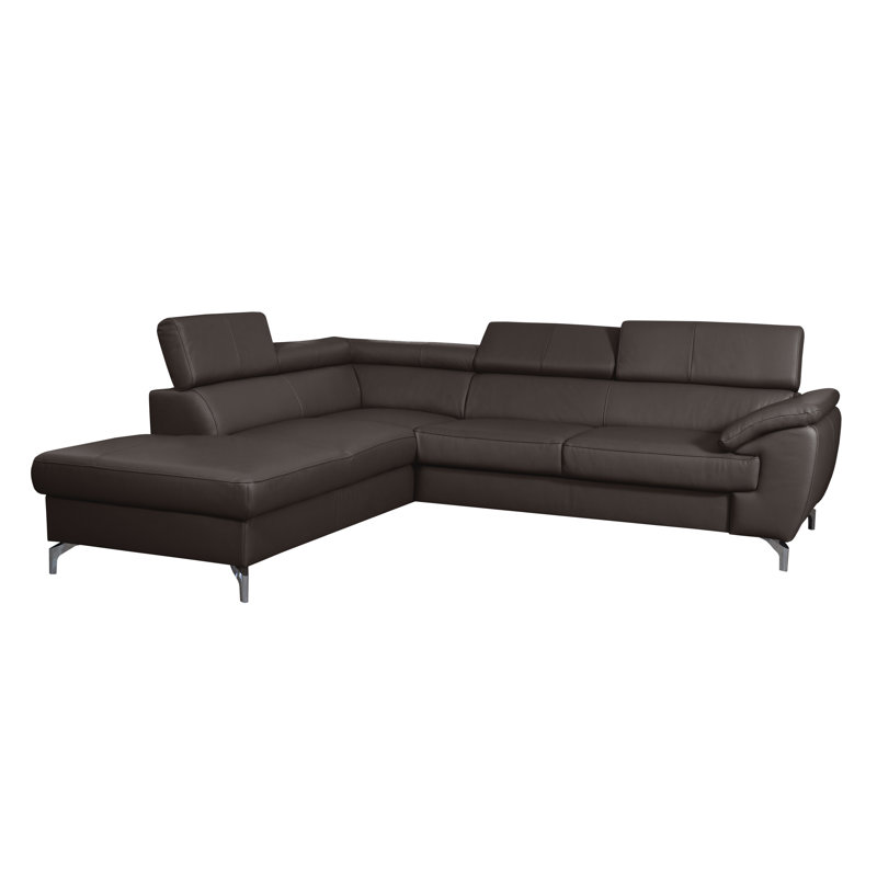 Brookhurst Leather Corner Sofabed, Left Hand Facing, Dark Brown