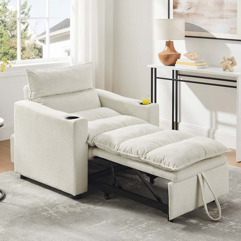 Fauteuil convertible en velours, Beige