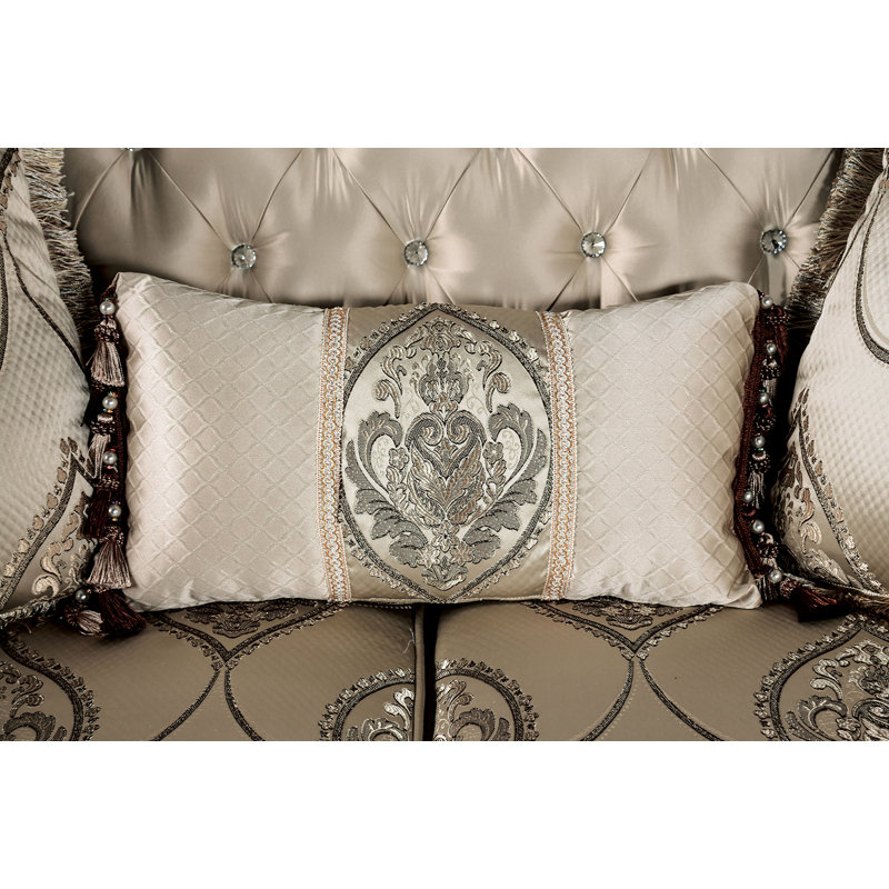 Canapé traditionnel l 90,4 po, cerisier foncé / beige, Cerise foncée / Beige