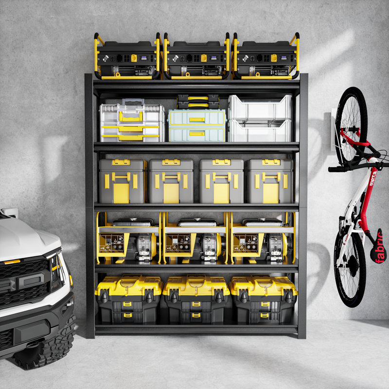 Étagère de garage à 5 niveaux, tablettes de rangement, étagère robuste 3000LBS, étagères réglables en métal pour support de rangement pour entrepôt de remise, noir
