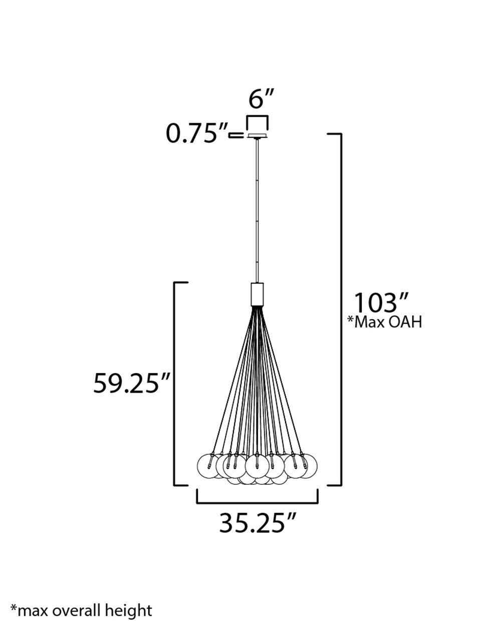 Alikee 20 Light Glass Steel Dimmable Pendant, Clear, Gold