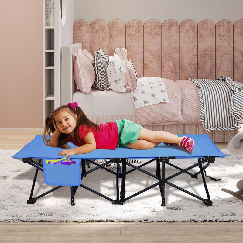 Lit de bébé pliant portatif pour enfants, Bleu, H 12 po x l 26 po x L 53 po
