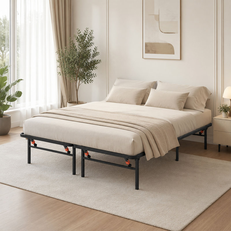 Structure de lit pliable en acier 14 po, Queen