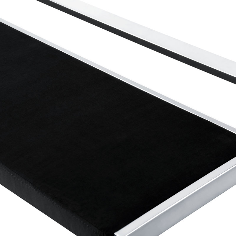 Tasica Upholstery Upholstered Bench, Black, Chrome