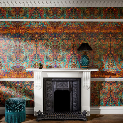 Andastra Wallpaper in Amazonite/Red/Orange/Yellow
