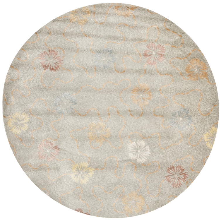 Coreatha Martha Stewart Viscos/Wool Floral Rug in Pearl Gray