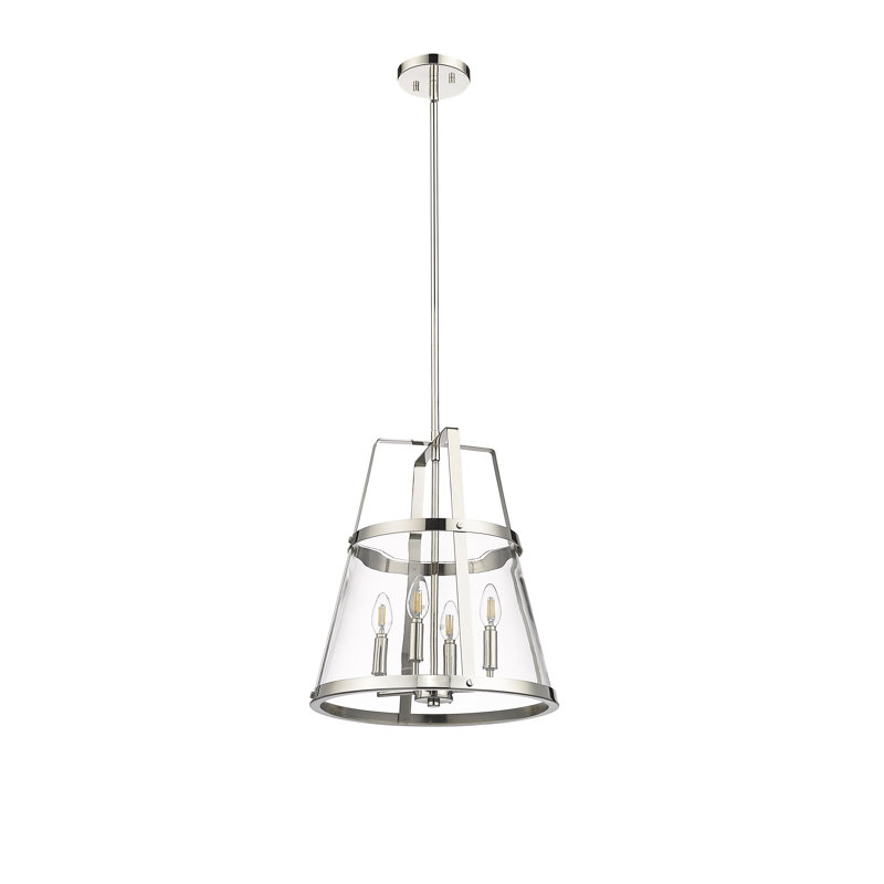 Luminaire suspendu conique à 4 lumières Yariely, Nickel poli