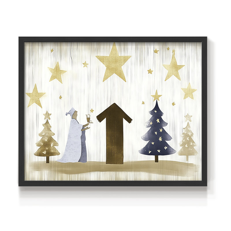 Chirstmas Art-V -Framed Print - Restickable, 8" H x 10" W, Black