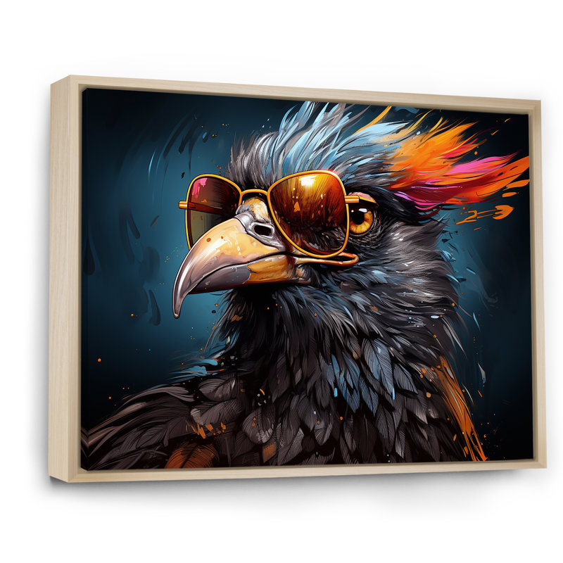 Cool Bird Abstract Aviators sur toile, H 16 po x l 32 po x P 1 po, Cadre naturel flottant