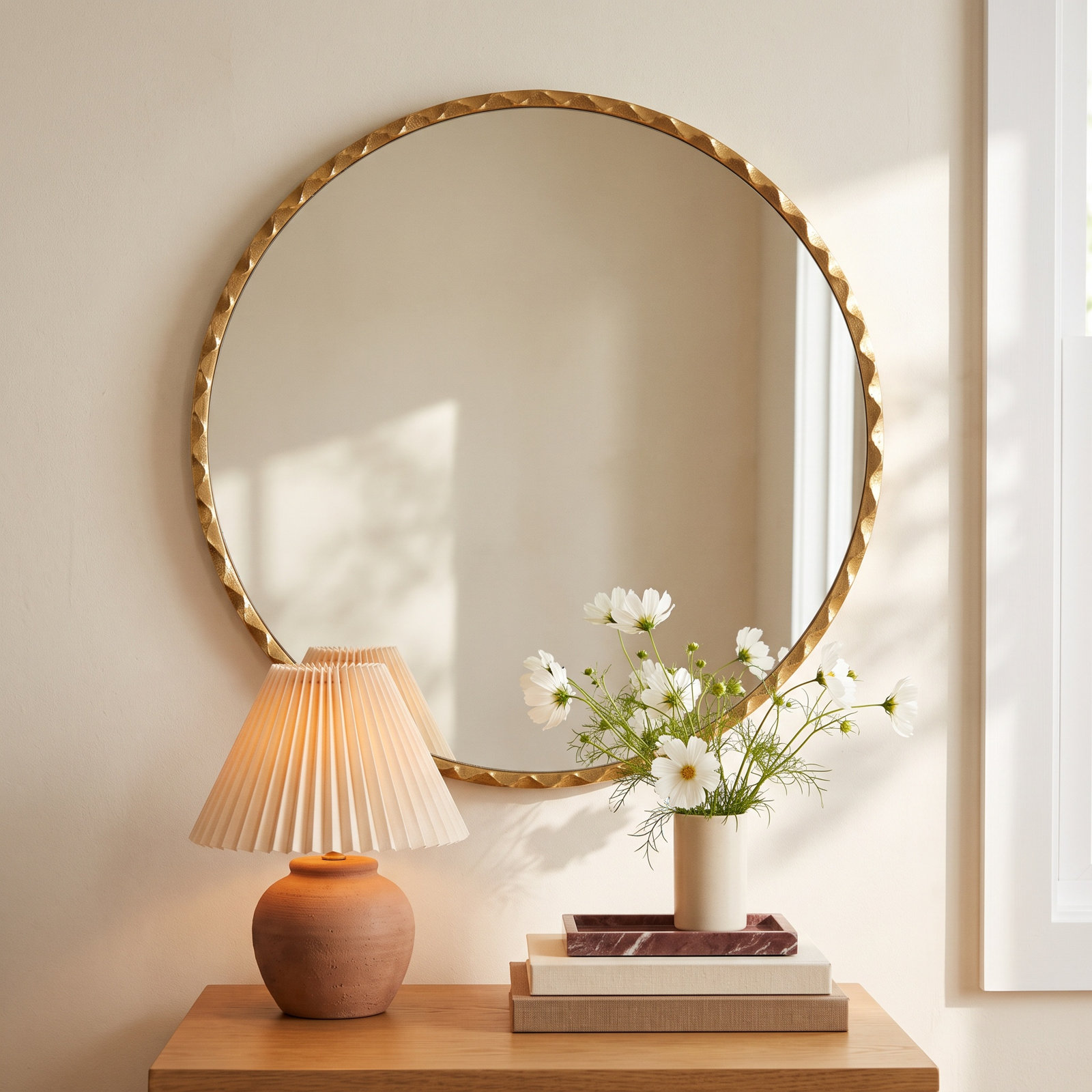Rippled Round Bathroom Mirror