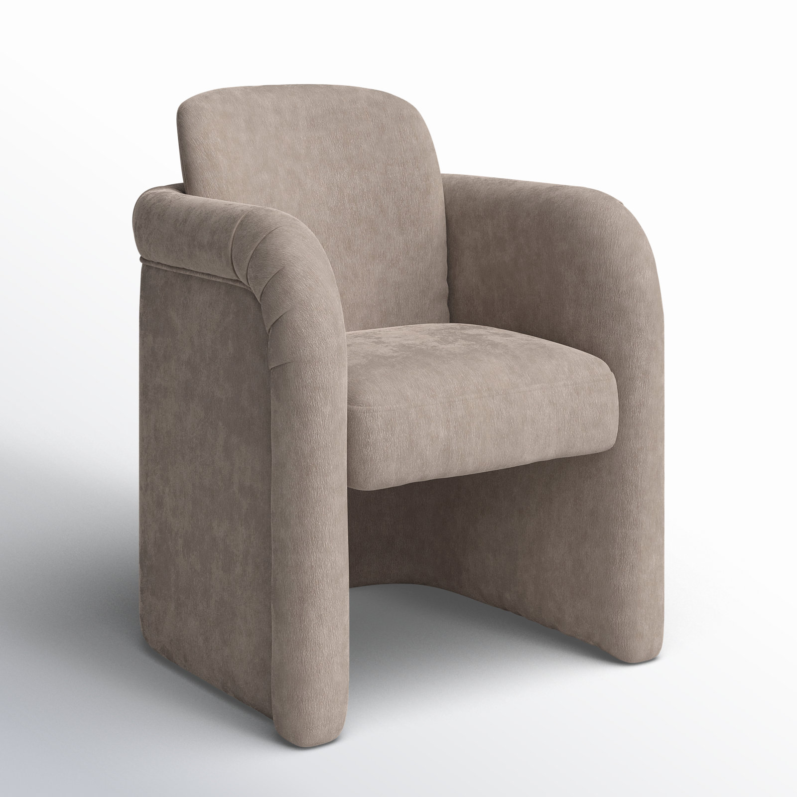 Becca Rolling Dining Arm Chair, Light Beige Performance Chenille