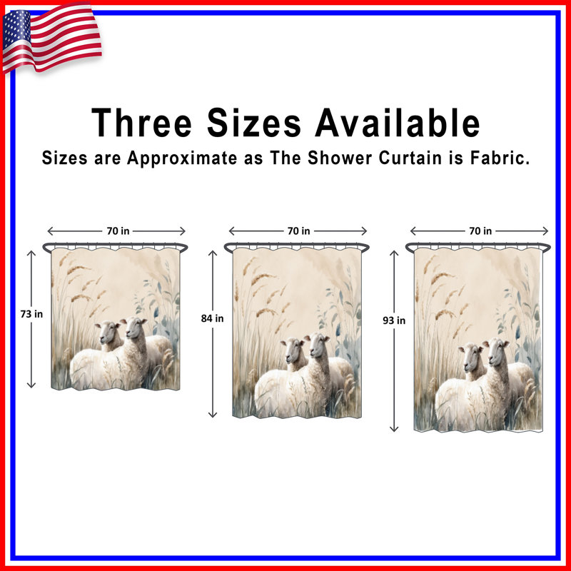 Rideaux de douche Sheep In Wheat Field, L 70 po x H 93 po