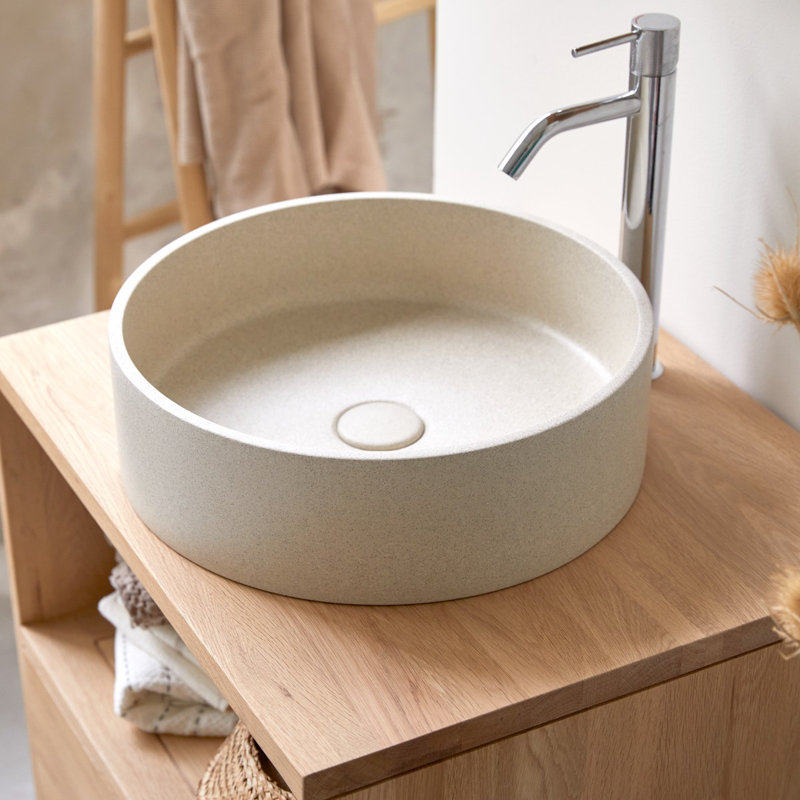 Gina Round  Terrazzo Bathroom Sink, Cream