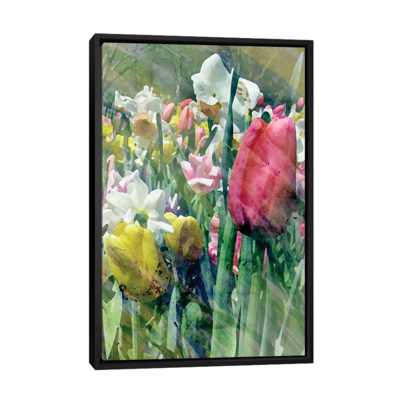 «Spring at Giverny III», impression sur toile, H 26 po x l 18 po x P 1,5 po, Toile avec cadre noir, Pas de tapis