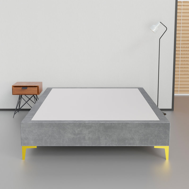 Lit en bois massif Kaslik, H 14 po x l 44 po x L 75 po, gris
