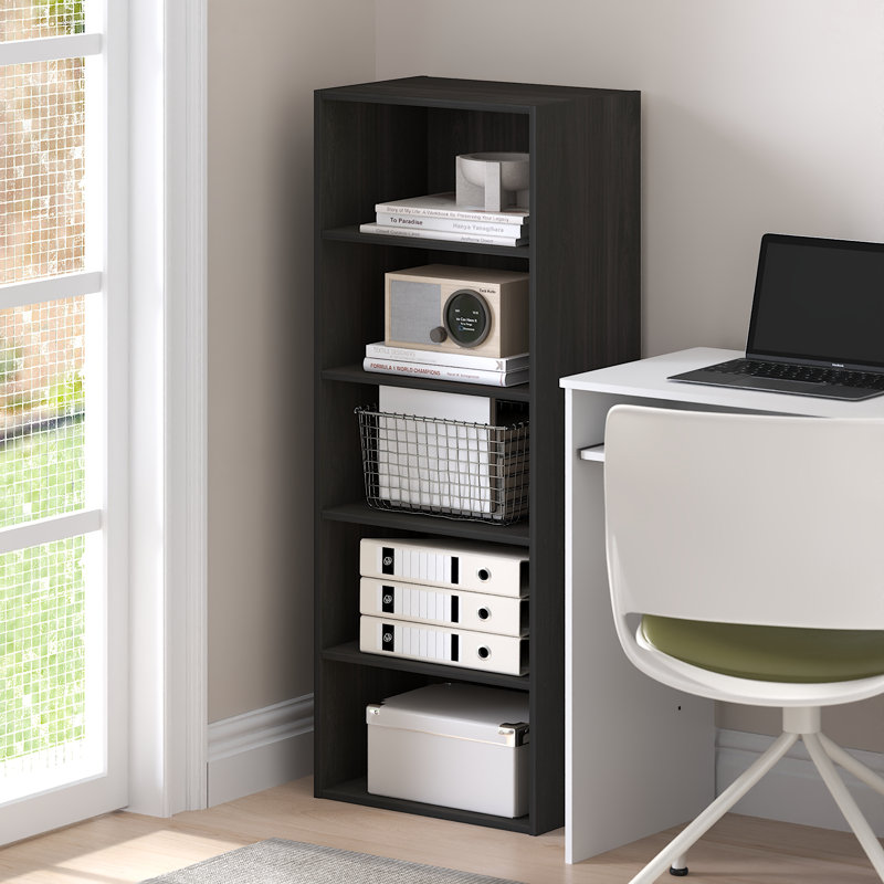 Furinno Basic 5-Tier Open Shelf Bookcase, Bookshelf, Storage Organizer, 11 x 17 x 44, Espresso