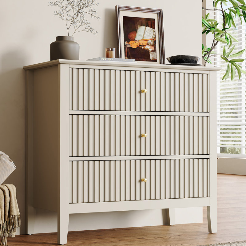  Commode 3 tiroirs Amberrae, 32 po de largeur, Beige