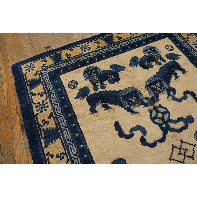 Tapis bleu antique et ivoire pour chien Ningxia