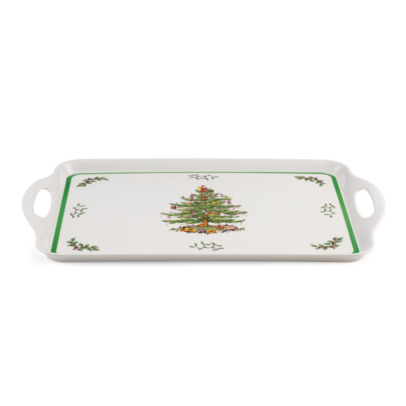 Pimpernel Christmas Tree Large Melamine Hndld Tray 18.9 X11.6"