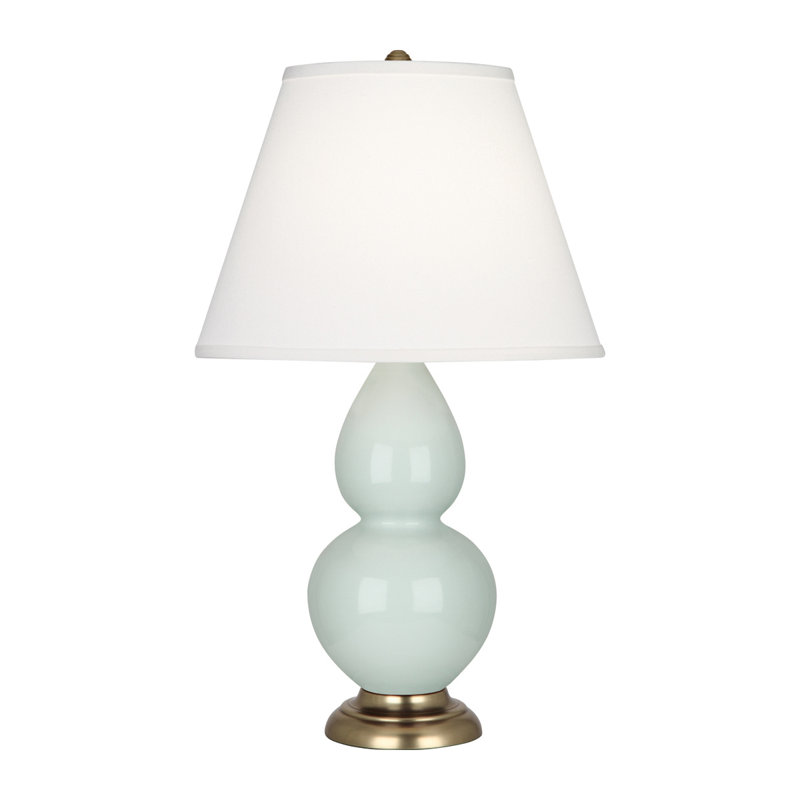 Petite lampe de table à double gourde 22,75 po, Laiton antique