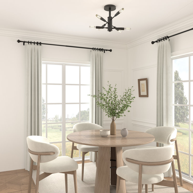 Matte Black Adjustable Curtain Pole Set, 84cm - 120cm