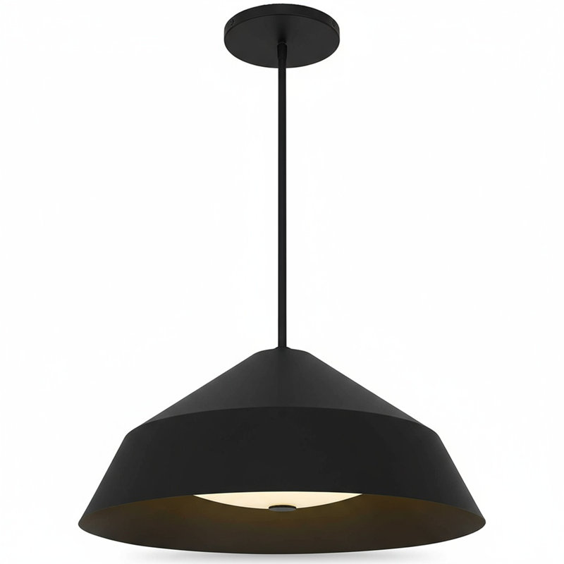 Luminaire suspendu noir à DEL intégré, H 10 po x l 22 po x P 22 po
