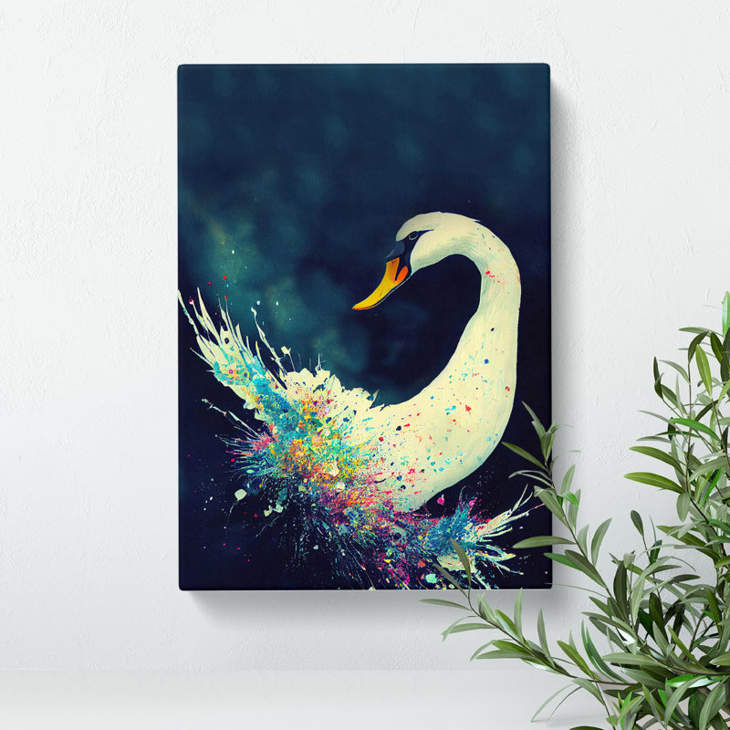 Splashed Swan - Wrapped Canvas, 50cm H x 35cm W x 3cm D