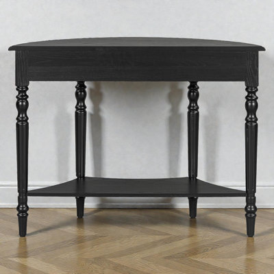 39" Console Table, Half Moon Shape, with Drawer & Shelf, for Entryway, Living Room, Hallway