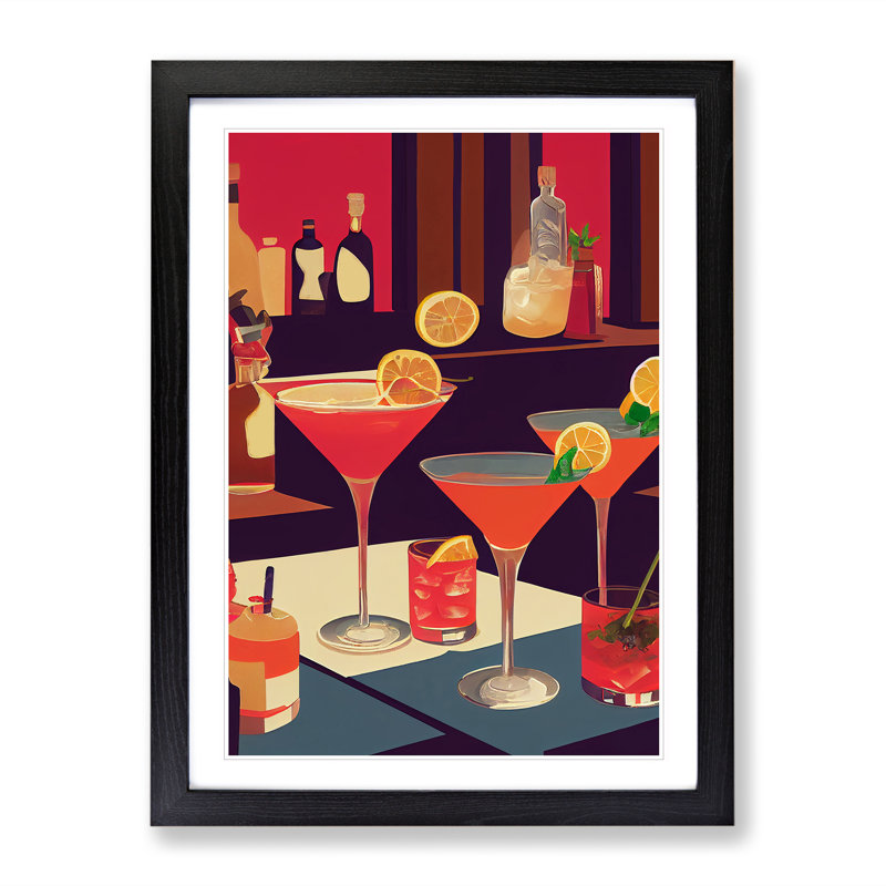 Selection Of Cocktails No.1 - Single Picture Frame Painting, Black Framed, 34cm H x 25cm W x 2cm D
