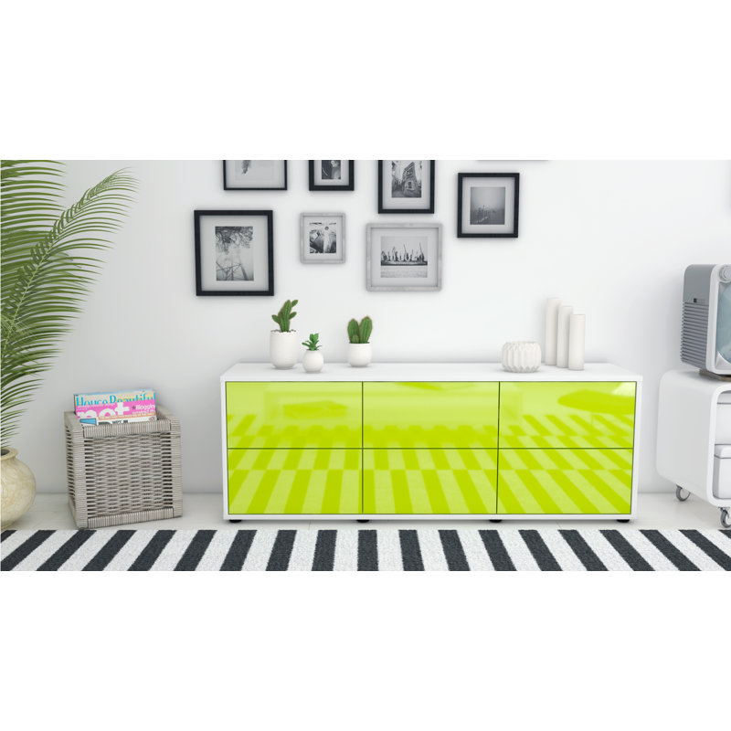 Wunderlich Unfinished TV Stand for TVs up to 60, High-gloss Green / Matte White