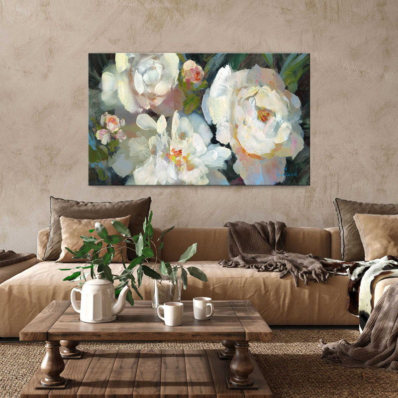 "Garden Peony Trio" par Katie Swatland, reproduction sur toile, H 28 po x l 48 po x P 1,5 po
