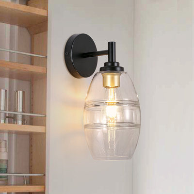 Applique murale 1 lumière avec abat-jour en verre