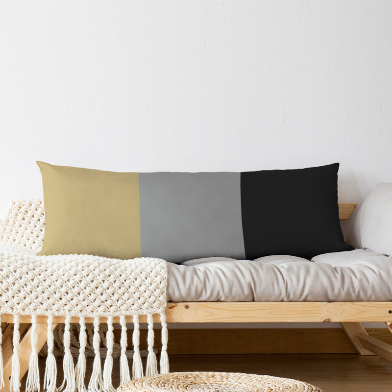 Abel Polyester Medium Pillow, Gold/Gray/Black