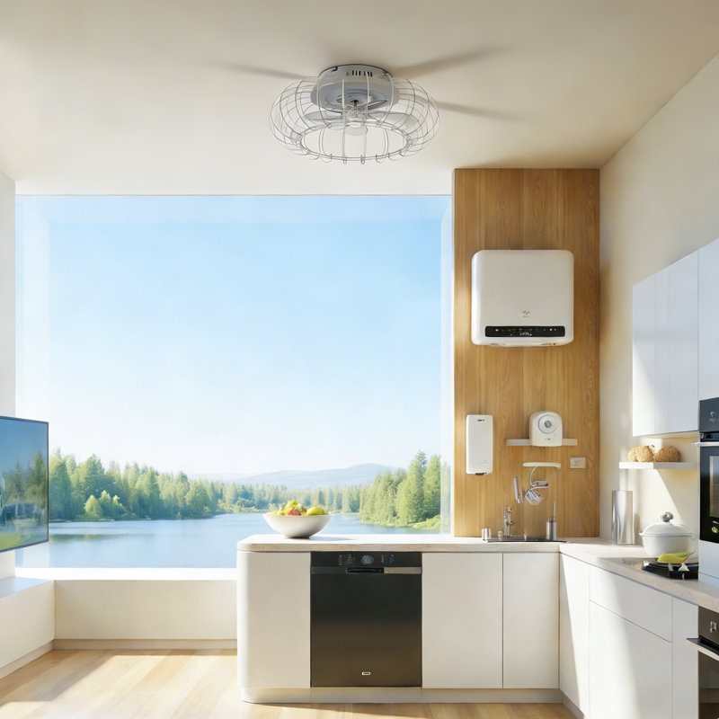 21-Inch Low Profile Bladeless Ceiling Fan with Dimmable LED Light, Bluetooth Speaker, 6 Speeds and Remote Control