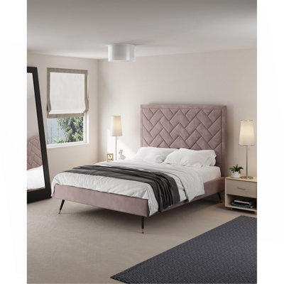 Lit tapissier en velours Crosby