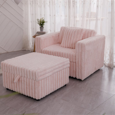 Canapé simple modulaire de 44,9 po - très confortable et élégant. S'agence au repose-pieds de 30,7 po avec relevage hydraulique. Idéal pour la chambre à coucher et le salon, rose clair