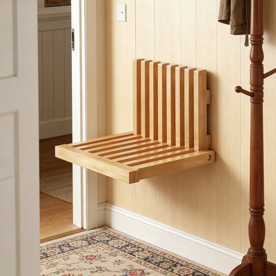 Solid Wood Wall-Mounted Foldable Shoe Stool Shower Bench Seat Flip-up Bath Chair